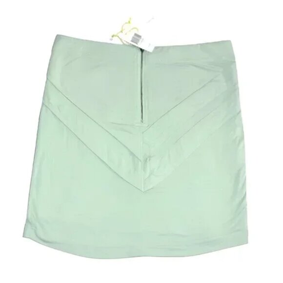 NWT BCBG Green Jersey Stretch Knit Pencil Bodycon Chevron Pull On Mini Skirt S - Picture 3 of 4